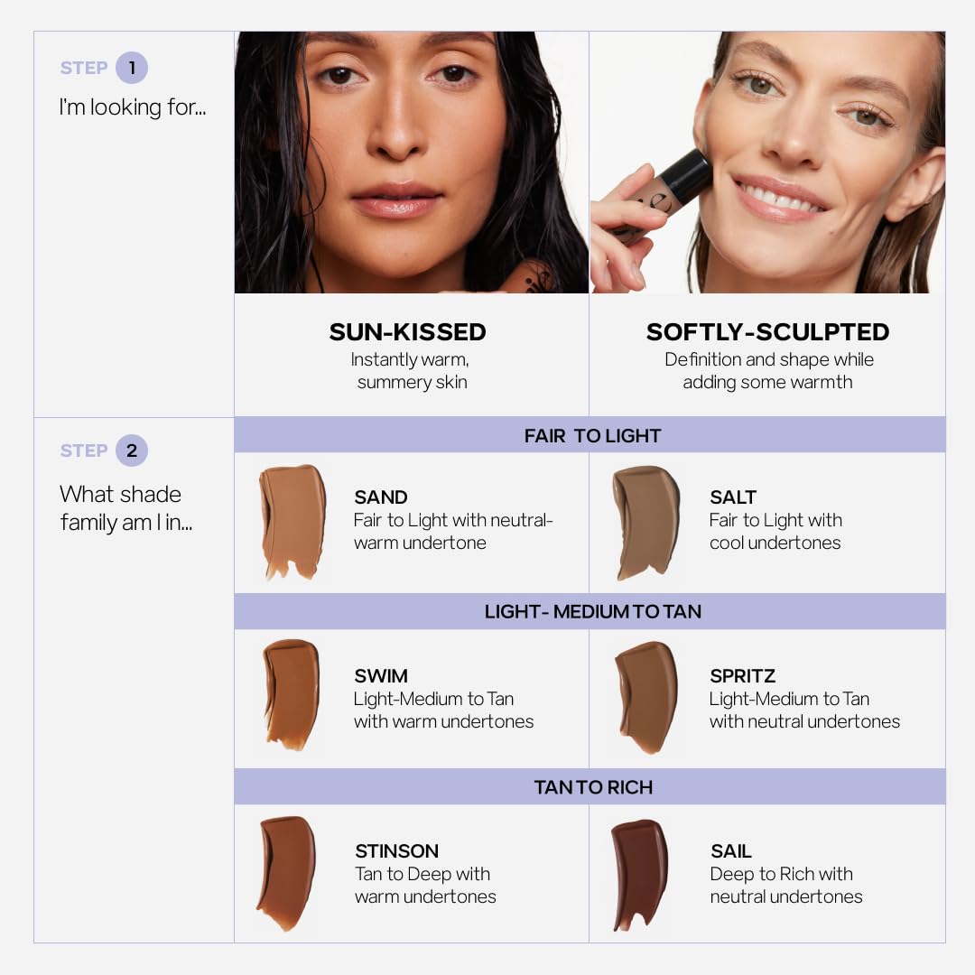 Saie Dew Bronze - Hydrating Liquid Bronzer Stick For a Sun Kissed Glow - Liquid Contour Stick Infused with Nourishing Skin Care Ingredients - Sculpted Face Makeup Essential - Swim (0.4 oz) - Image 8