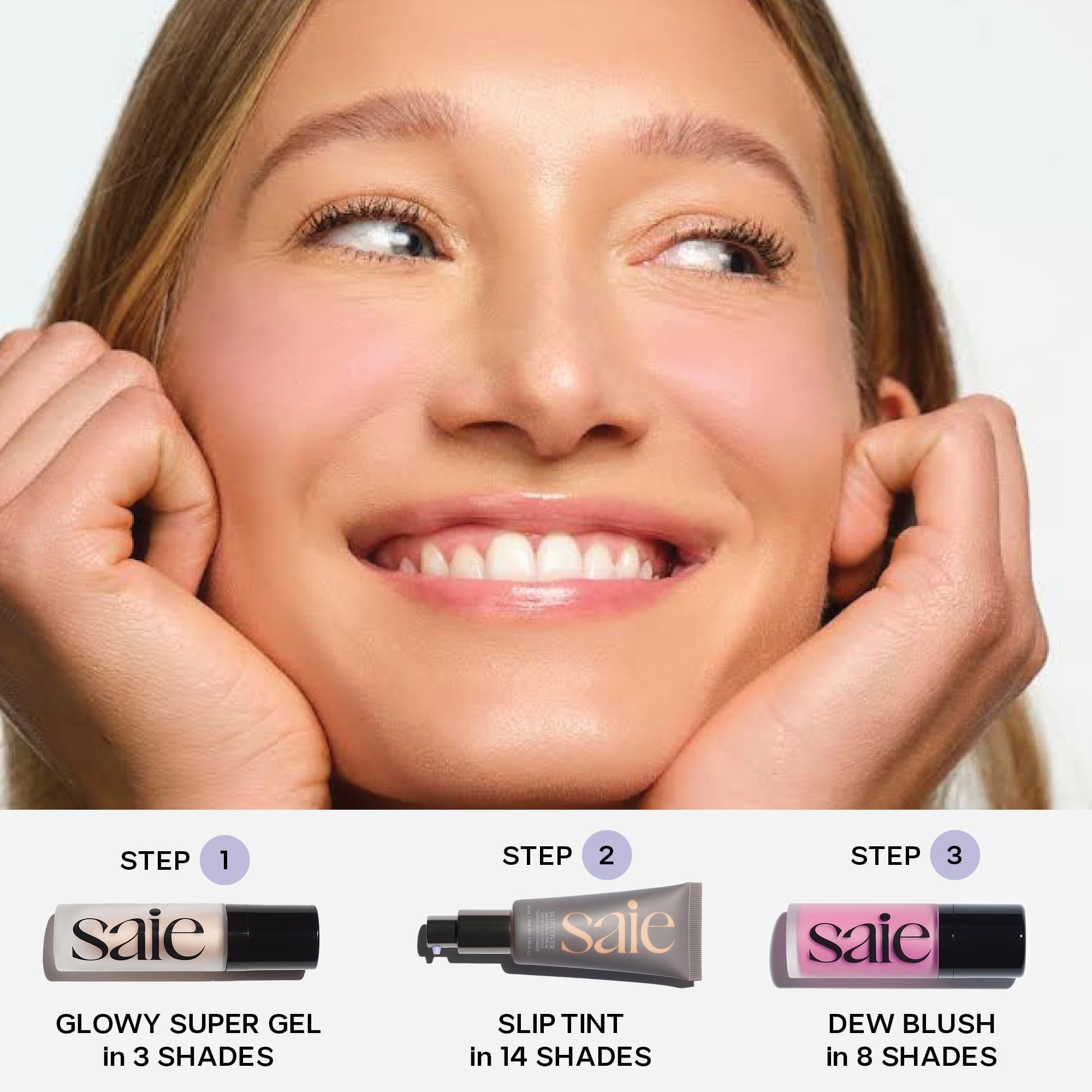 Saie Glowy Super Gel Trio - Mini Starglow, Sunglow & Roseglow (0.5 oz Each) - Hydrating Makeup Primers & Illuminating Serums with Vitamin C + Squalane for Dewy, Radiant Skin - Image 6