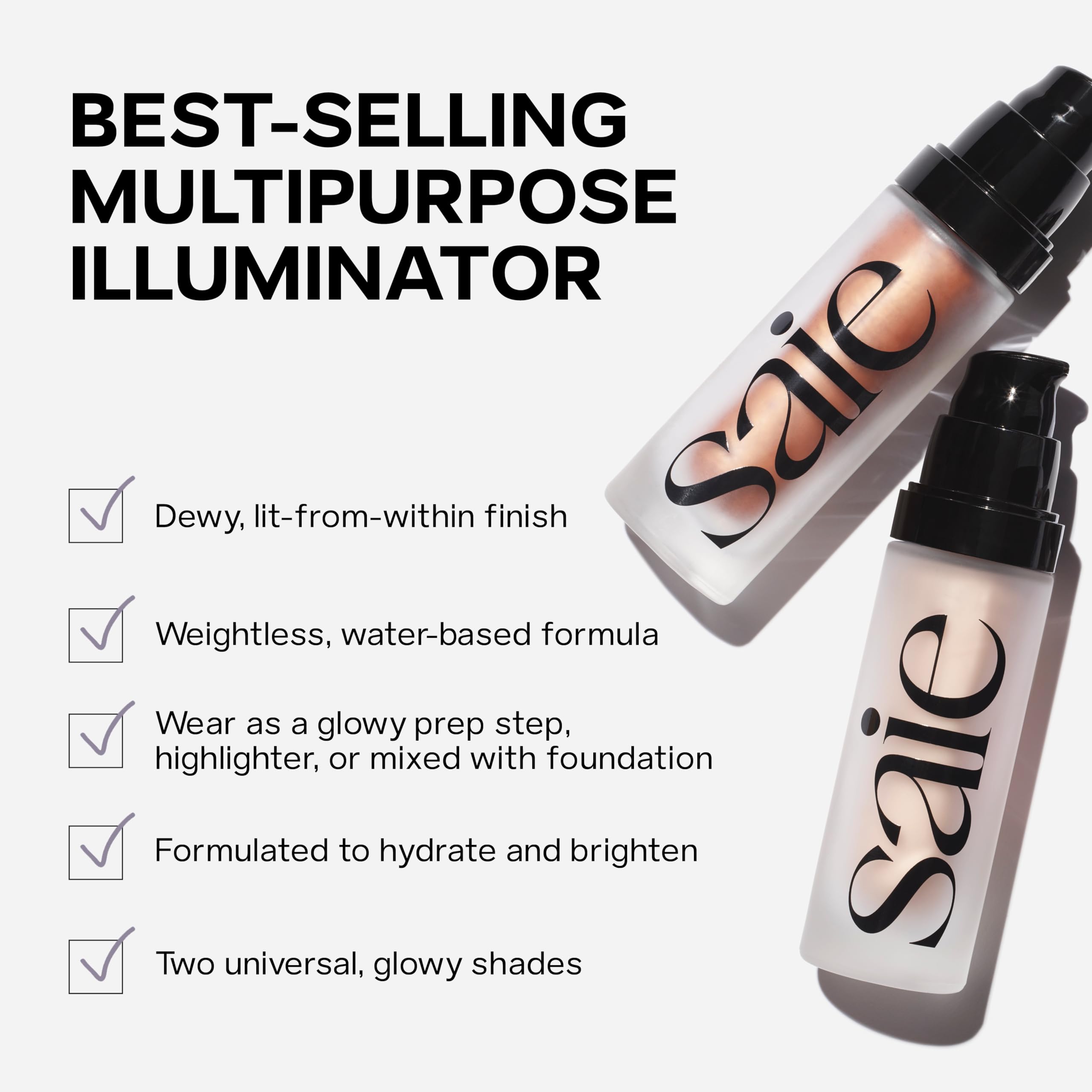 Saie Mini Glowy Super Gel Lightweight llluminator & Makeup Primer - Sunglow (0.5 oz) + Dew Blush - Lightweight Liquid Blush with a Blendable + Buildable Cream Finish - Cutie (.40 oz) - Image 8
