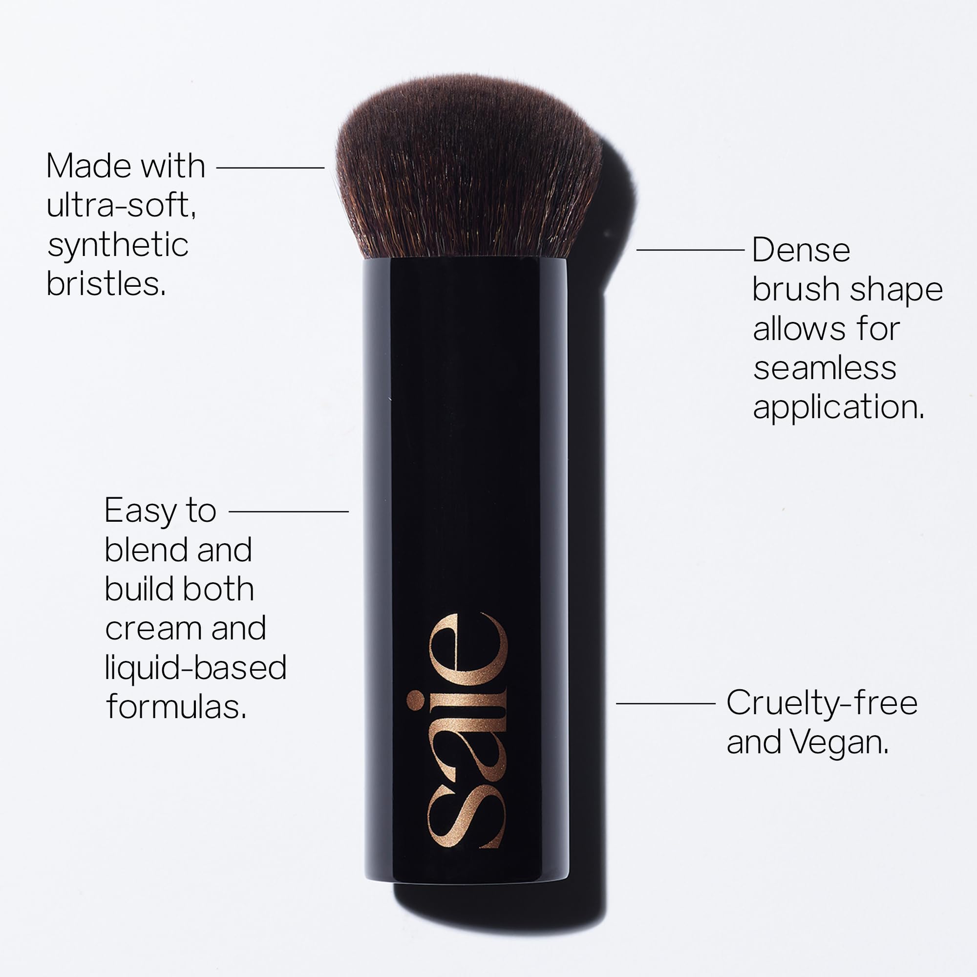 Saie The Big Liquid Foundation Brush - Soft, Multi-Use Makeup Brush for Buffing, Blending & Building - Made with Cruelty-Free, Synthetic Bristles & Creates a Seamless Finish (1 Count) - Image 2